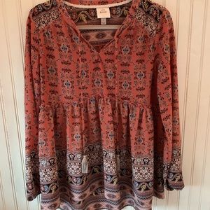 Boho Mauve Flowy Long Sleeve Blouse